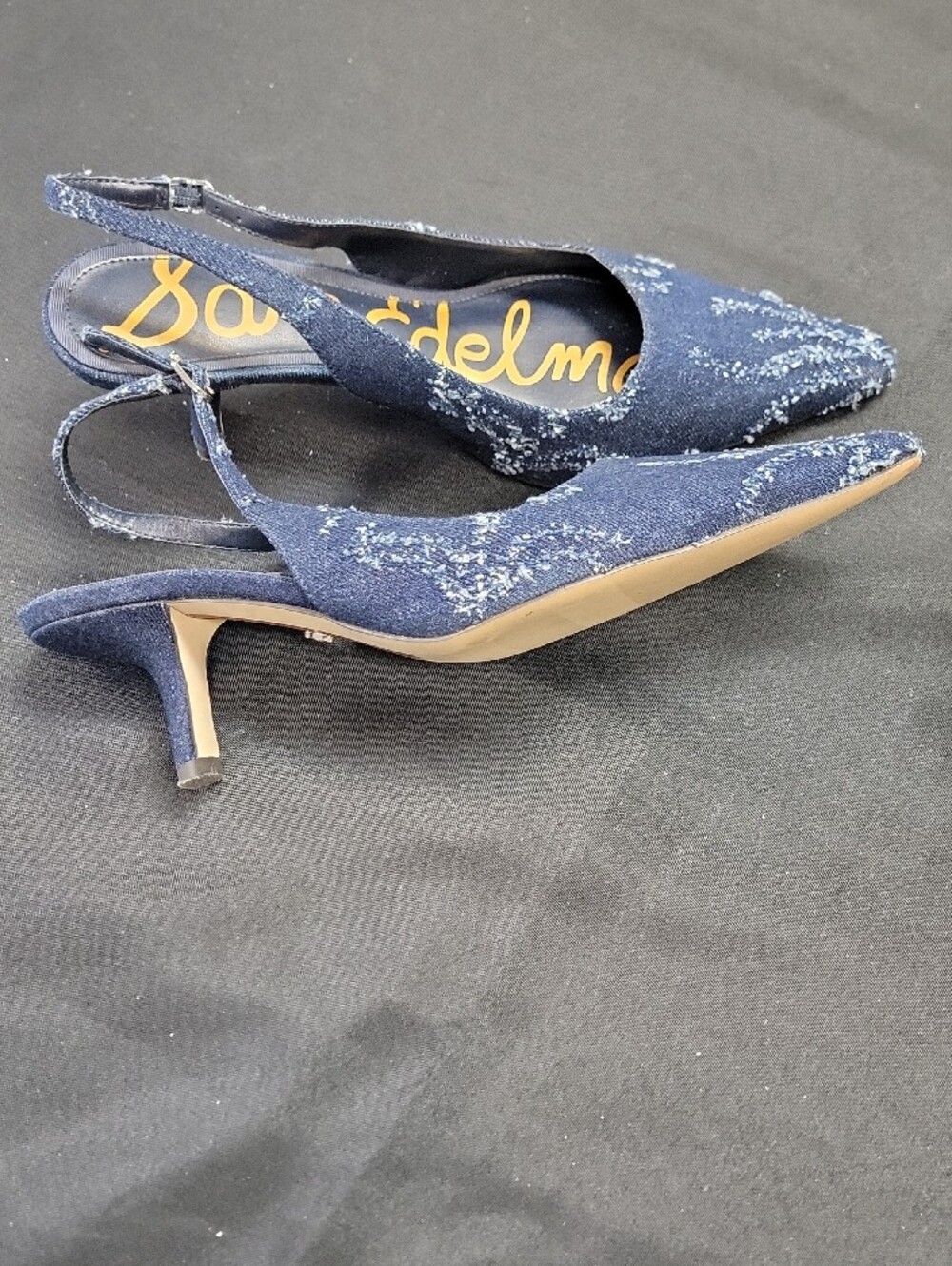 Sam Edelman Navy Beaded Pointed Slingback Flats - Picture 2 of 5